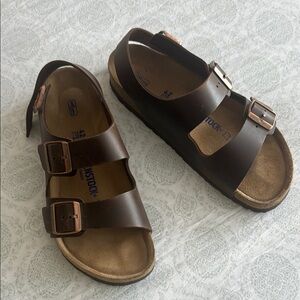 Birkenstock Brown Leather Sandals with Buckles